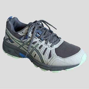 Asics Gray and Blue Athletic Shoes